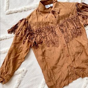** 100% SILK ** Vintage 80’s Boho Fringe Blouse